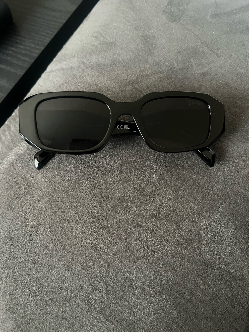 Prada Black Rectangular Women's Sunglasses